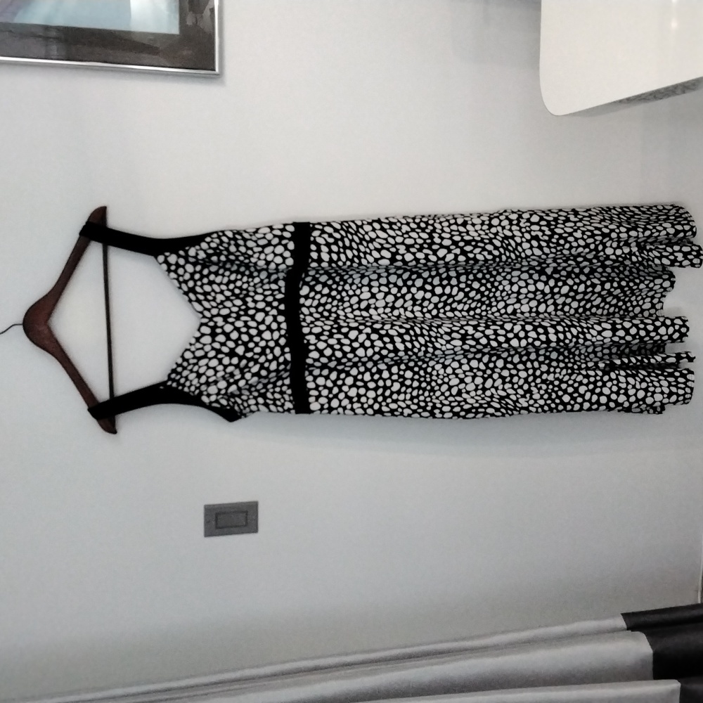 Elegant Black and White Polka Dot Dress